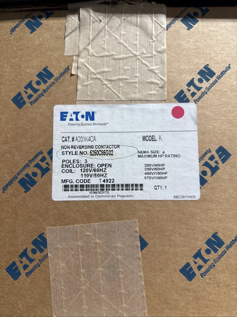 5250C85G02 EATON CONTACTOR SIZE 4 3P COIL 120V/60Hz 110V/50HZ