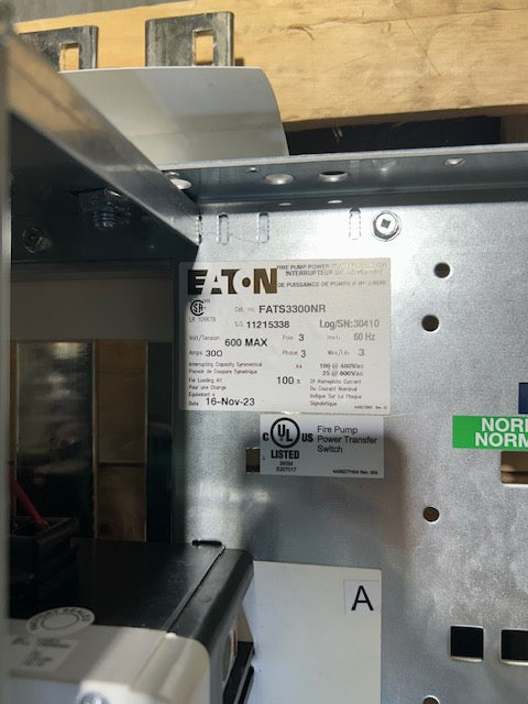 FATS3300NR OPEN BOX Eaton Transfer Switch 300 Amp Transfer Switch Mechanism 600v